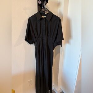 The Tobie Shirt Dress by Exquise by Anthropologie -Elegant Black Button-Up Dress